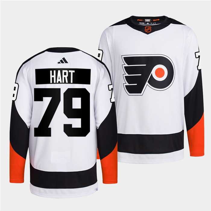 Mens Philadelphia Flyers #79 Carter Hart White 2022 Reverse Retro Stitched Jersey Dzhi->philadelphia flyers->NHL Jersey